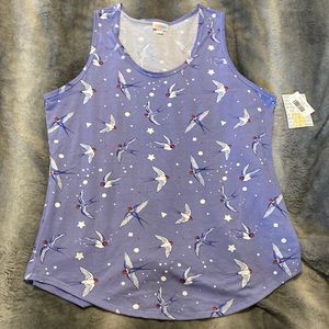 3X NWT LuLaRoe Tank Top. Blue with sparrow design